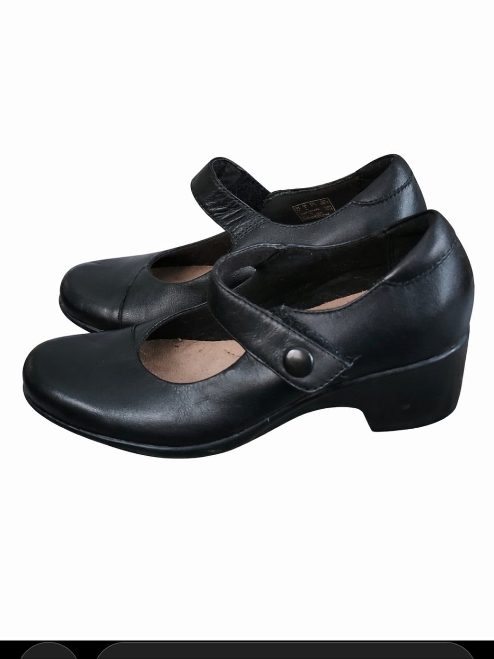 Clarks Emslie Lulin Black Leather Mary Jane Velcro Strap Comfort Shoe Size 7